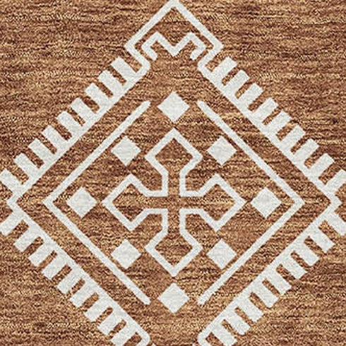 8' X 10' Rust And Ivory Southwestern Washable Area Rug With UV Protection