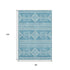 8' X 10' Teal And Ivory Southwestern Washable Area Rug With UV Protection
