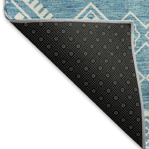 8' X 10' Teal And Ivory Southwestern Washable Area Rug With UV Protection
