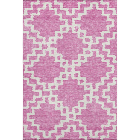5' X 8' Blush And Ivory Abstract Geometric Washable Area Rug With UV Protection