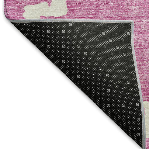 5' X 8' Blush And Ivory Abstract Geometric Washable Area Rug With UV Protection