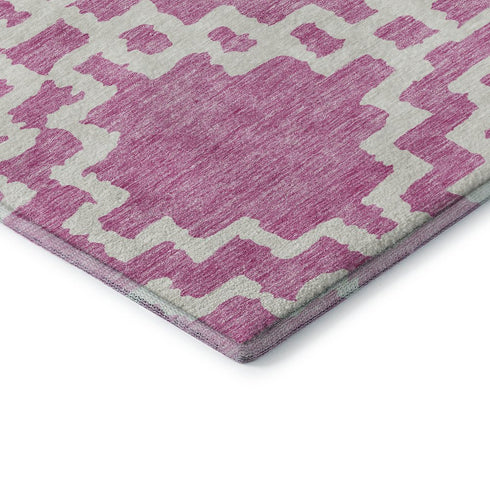 5' X 8' Blush And Ivory Abstract Geometric Washable Area Rug With UV Protection