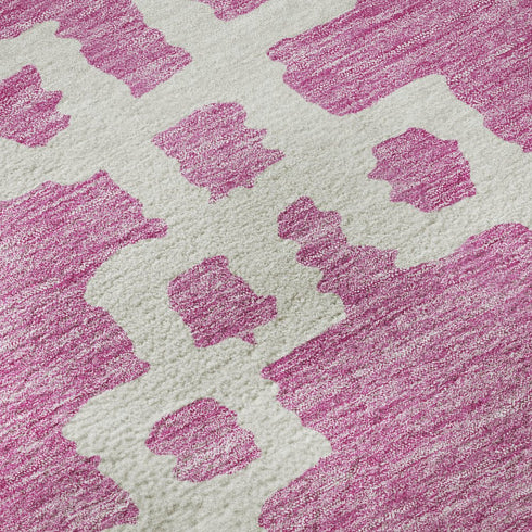 5' X 8' Blush And Ivory Abstract Geometric Washable Area Rug With UV Protection