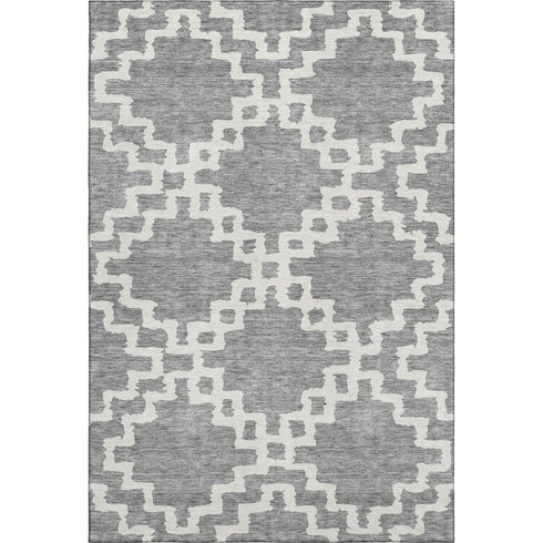 5' X 8' Gray And Ivory Abstract Geometric Washable Area Rug With UV Protection