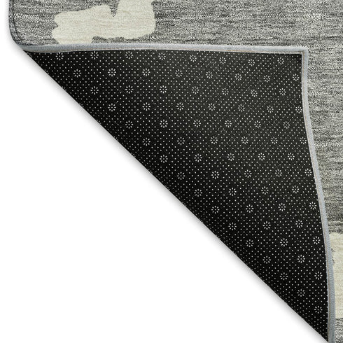 5' X 8' Gray And Ivory Abstract Geometric Washable Area Rug With UV Protection