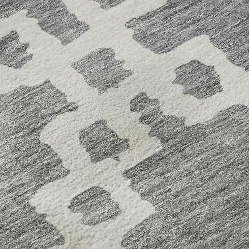 5' X 8' Gray And Ivory Abstract Geometric Washable Area Rug With UV Protection