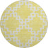 8' Yellow And Ivory Abstract Geometric Washable Round Rug With UV Protection