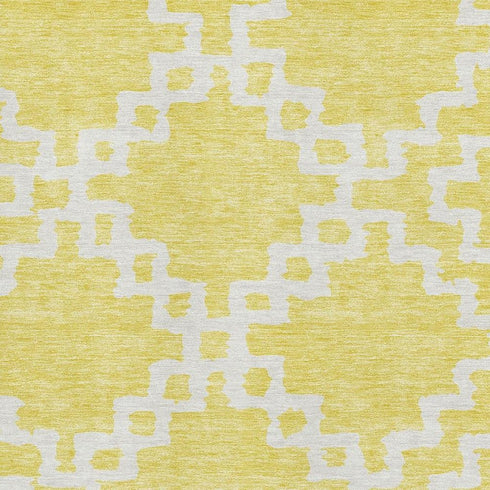 8' X 10' Yellow And Ivory Abstract Geometric Washable Area Rug With UV Protection