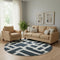 8' Black And Ivory Abstract Geometric Washable Round Rug With UV Protection