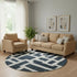 8' Black And Ivory Abstract Geometric Washable Round Rug With UV Protection