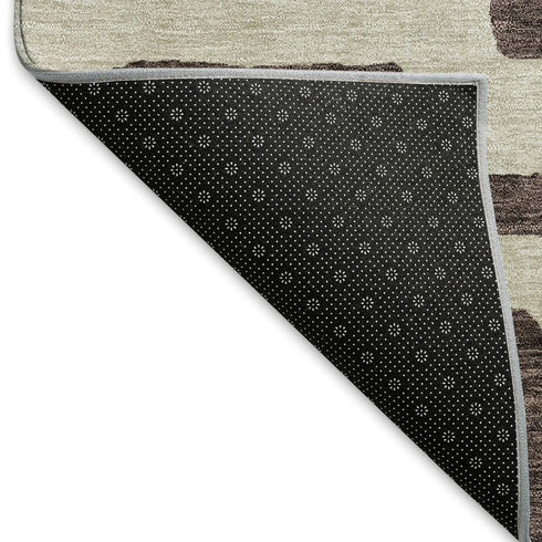 8' X 10' Chocolate And Beige Abstract Geometric Washable Area Rug With UV Protection