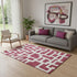 5' X 8' Burgundy And Ivory Abstract Geometric Washable Area Rug With UV Protection
