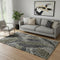 5' X 8' Black Ivory And Gray Floral Washable Area Rug With UV Protection