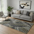 5' X 8' Black Ivory And Gray Floral Washable Area Rug With UV Protection