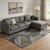 8' X 10' Black Ivory And Gray Floral Washable Area Rug With UV Protection
