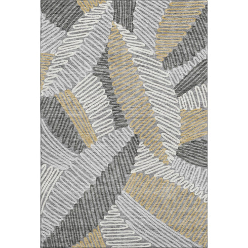 8' X 10' Gray Gold And Ivory Floral Washable Area Rug With UV Protection