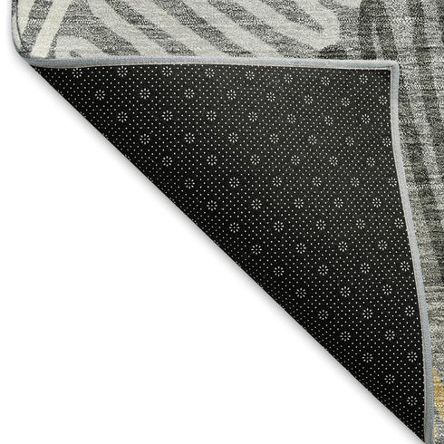 8' X 10' Gray Gold And Ivory Floral Washable Area Rug With UV Protection
