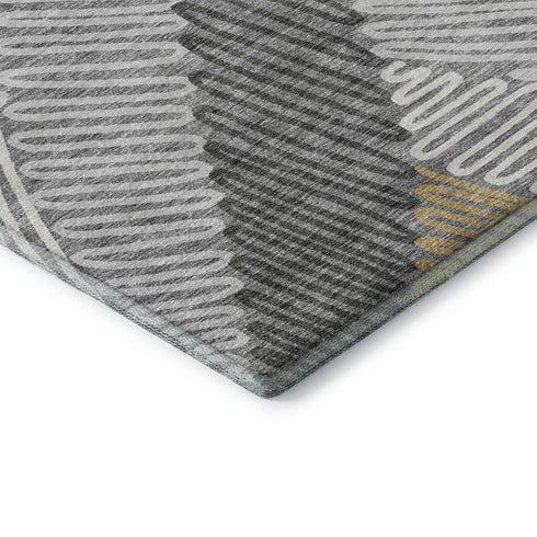 8' X 10' Gray Gold And Ivory Floral Washable Area Rug With UV Protection
