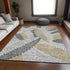 8' X 10' Gray Gold And Ivory Floral Washable Area Rug With UV Protection