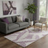 5' X 8' Lavender Ivory And Beige Floral Washable Area Rug With UV Protection