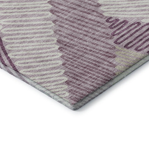 5' X 8' Lavender Ivory And Beige Floral Washable Area Rug With UV Protection
