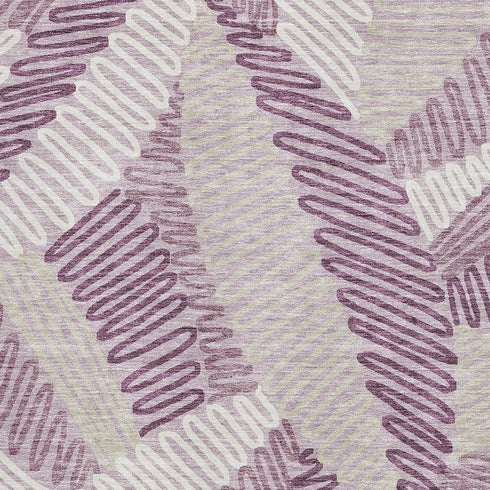 5' X 8' Lavender Ivory And Beige Floral Washable Area Rug With UV Protection