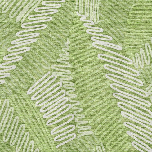 5' X 8' Lime Green And Ivory Floral Washable Area Rug With UV Protection