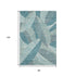 8' X 10' Teal Ivory And Gray Floral Washable Area Rug With UV Protection