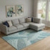 8' X 10' Teal Ivory And Gray Floral Washable Area Rug With UV Protection