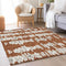 9' X 12' Rust And Beige Striped Washable Area Rug With UV Protection