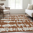9' X 12' Rust And Beige Striped Washable Area Rug With UV Protection