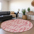 8' Blush And Ivory Tribal Washable Round Rug With UV Protection