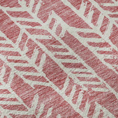 8' Blush And Ivory Tribal Washable Round Rug With UV Protection
