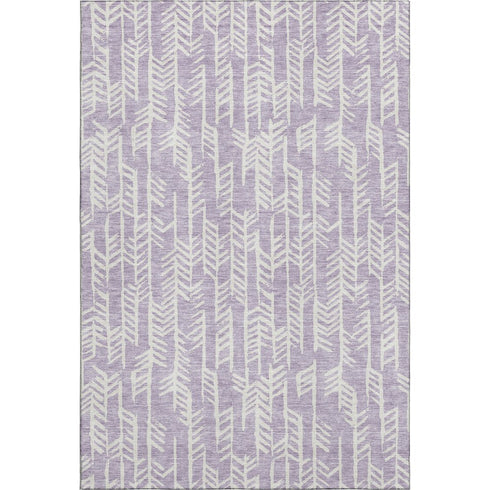 9' X 12' Lavender And Ivory Tribal Washable Area Rug With UV Protection