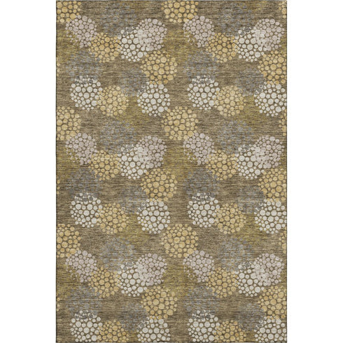 5' X 8' Brown Taupe And Beige Polka Dot Washable Area Rug With UV Protection