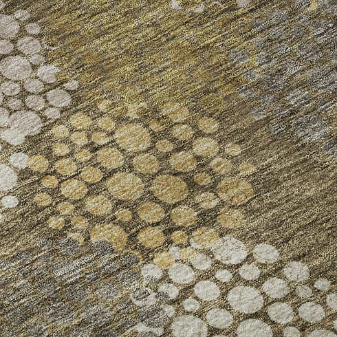 5' X 8' Brown Taupe And Beige Polka Dot Washable Area Rug With UV Protection