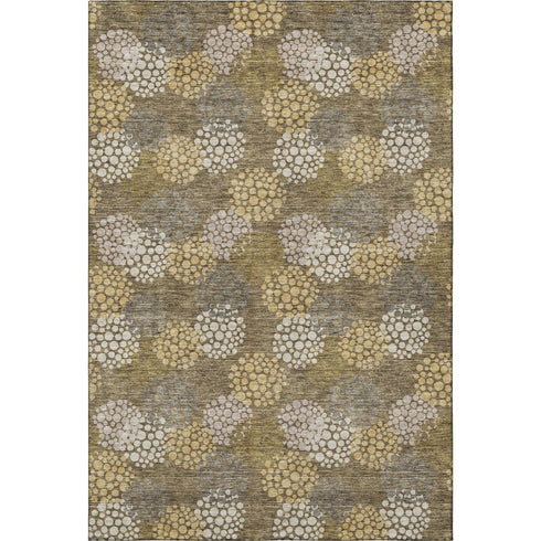 5' X 8' Brown Taupe And Beige Polka Dot Washable Area Rug With UV Protection