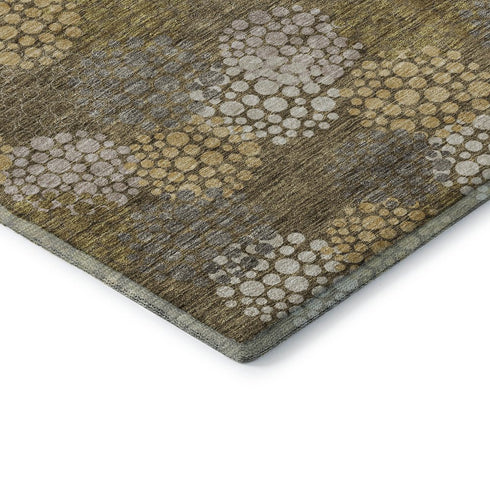 8' X 10' Brown Taupe And Beige Polka Dot Washable Area Rug With UV Protection