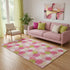 5' X 8' Pink Green And Ivory Polka Dot Washable Area Rug With UV Protection