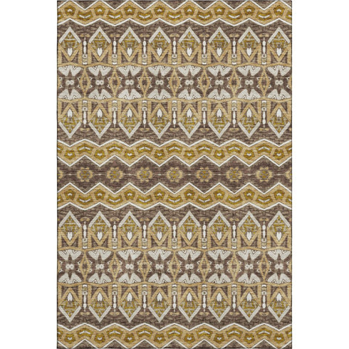 5' X 8' Gold Brown And Ivory Moroccan Washable Area Rug With UV Protection