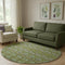 8' Olive Green And Beige Moroccan Washable Round Rug With UV Protection