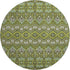 8' Olive Green And Beige Moroccan Washable Round Rug With UV Protection