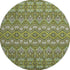 8' Olive Green And Beige Moroccan Washable Round Rug With UV Protection