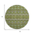 8' Olive Green And Beige Moroccan Washable Round Rug With UV Protection