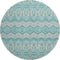 8' Teal Beige And Ivory Moroccan Washable Round Rug With UV Protection