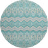 8' Teal Beige And Ivory Moroccan Washable Round Rug With UV Protection