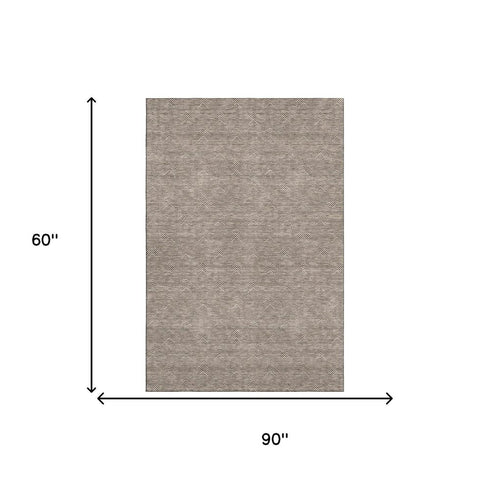 8' X 10' Brown And Ivory Abstract Geometric Washable Area Rug With UV Protection