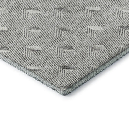 5' X 8' Gray And Ivory Abstract Geometric Washable Area Rug With UV Protection