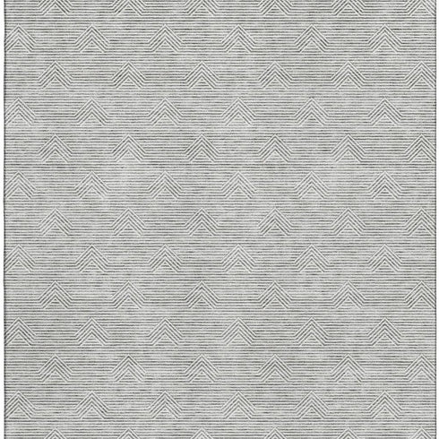 5' X 8' Gray And Ivory Abstract Geometric Washable Area Rug With UV Protection