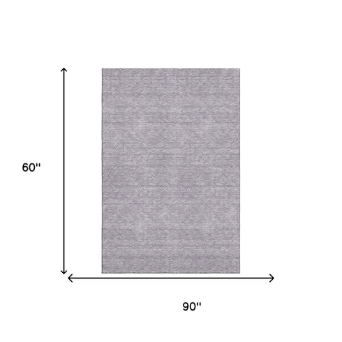8' X 10' Purple And Ivory Abstract Geometric Washable Area Rug With UV Protection
